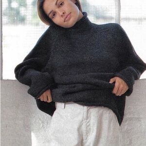 90s Vintage J.Crew Crewman Logo Grey Boiled Wool Rollneck Sweater XL